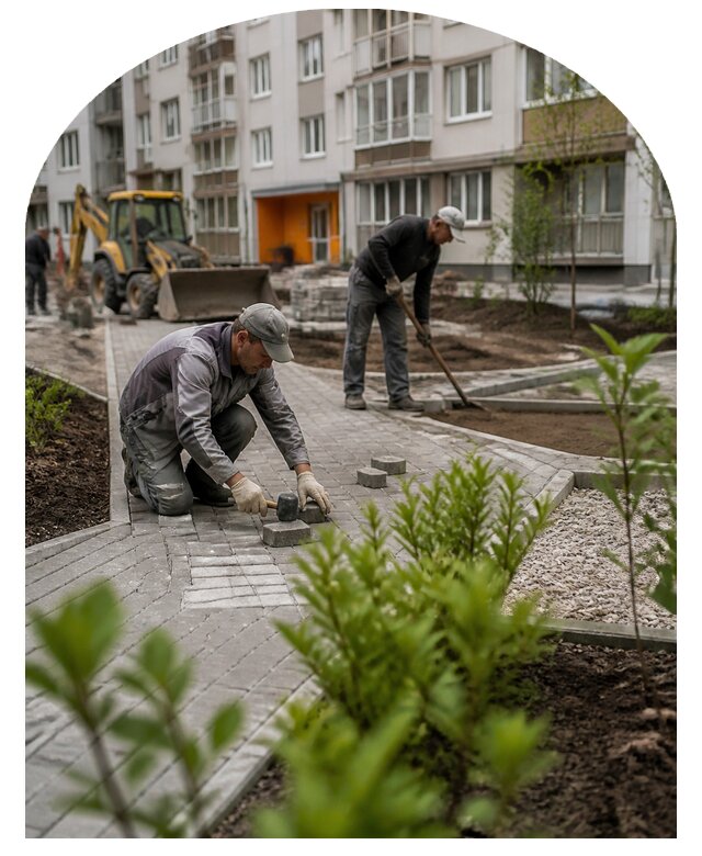 Благоустройство двора многоквартирного дома в Дубне